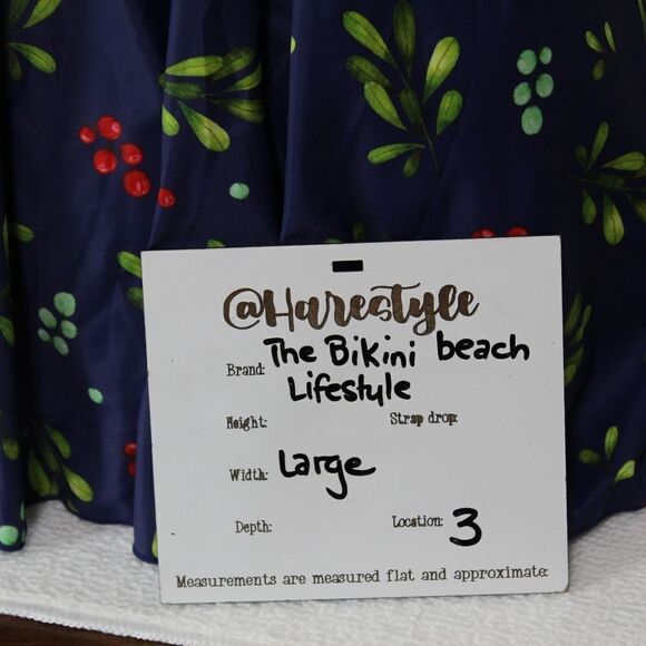 Summer Mae Bikini Beach lifestyle swim dress w boy shorts large navy floral - Picture 11 of 12